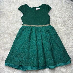 Youngland Sparkling Green Lace Fit and Flare Dress